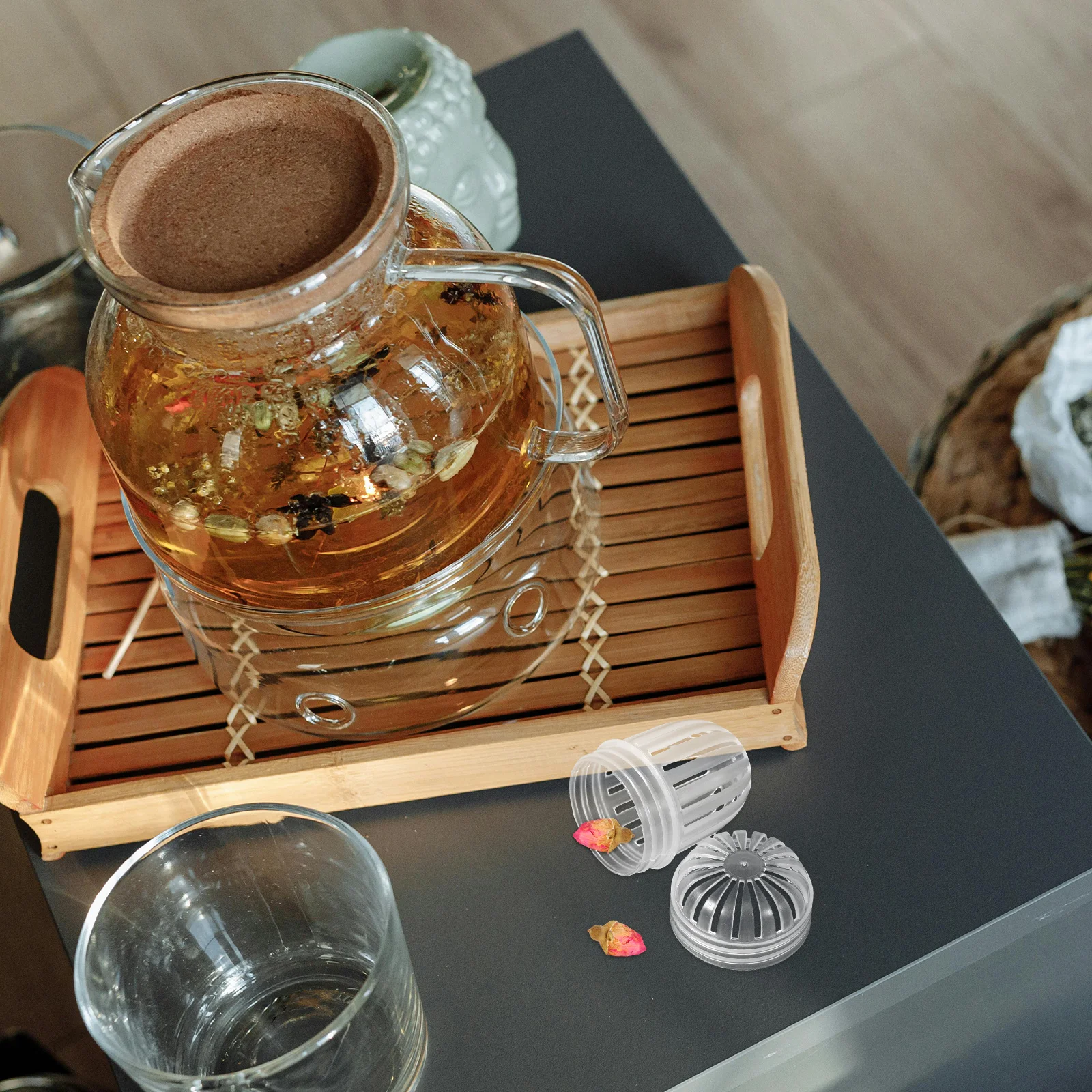 10pcs 바구니 재사용 가능한 인퓨저 필터 느슨한 잎을위한 미세한 여과기 Puerh 녹차 주전자 여과기 차 액세서리 홈