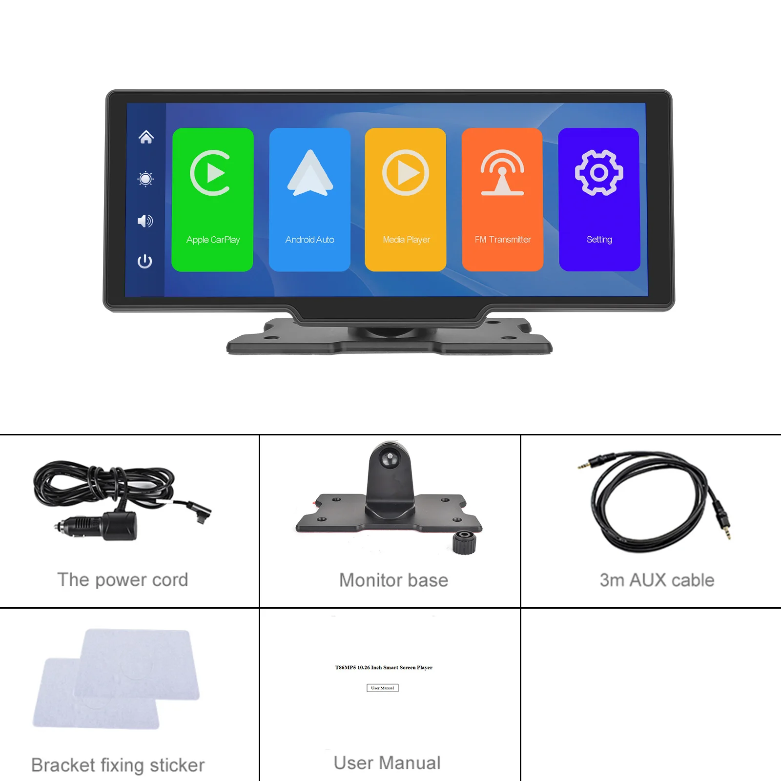 

Hd 10.26 inch smart screen Wireless CarPlay/ Android Auto Large screen car display FM Mirror Monitor