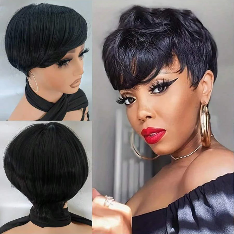 Highlight Synthetic Wigs Short Straight Pixie Cut Wig