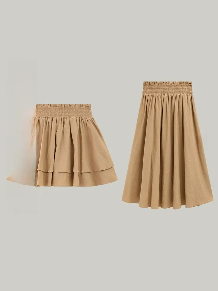 

Повседневная юбка трапециевидной формы с высокой талией для женщин, весенняя ткань из ПВХ с крыльями летучей мыши, женская одежда 25-29 лет