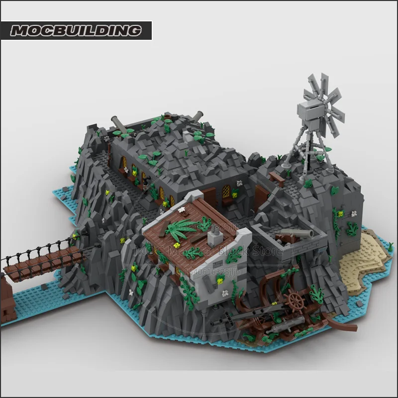 Pirate Island Bay MOC Building Blocks Island Extension Architecture Technology Bricks DIY Assembly Collection Model Toys Gifts