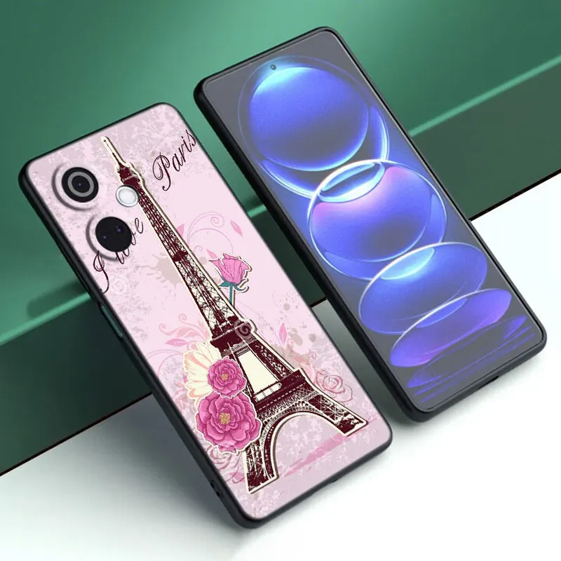 غطاء جراب هاتف أسود لـ OnePlus ، باريس ، برج إيفل ، كرتون ، حافظة هاتف ، Nord CE3 ، Lite 3 ، 12 ، 11 ، 2T ، N30 ، CE2 ، N300 ، N200 ، 10 ، 9RT ، ACE ، 2V برو ، 5G