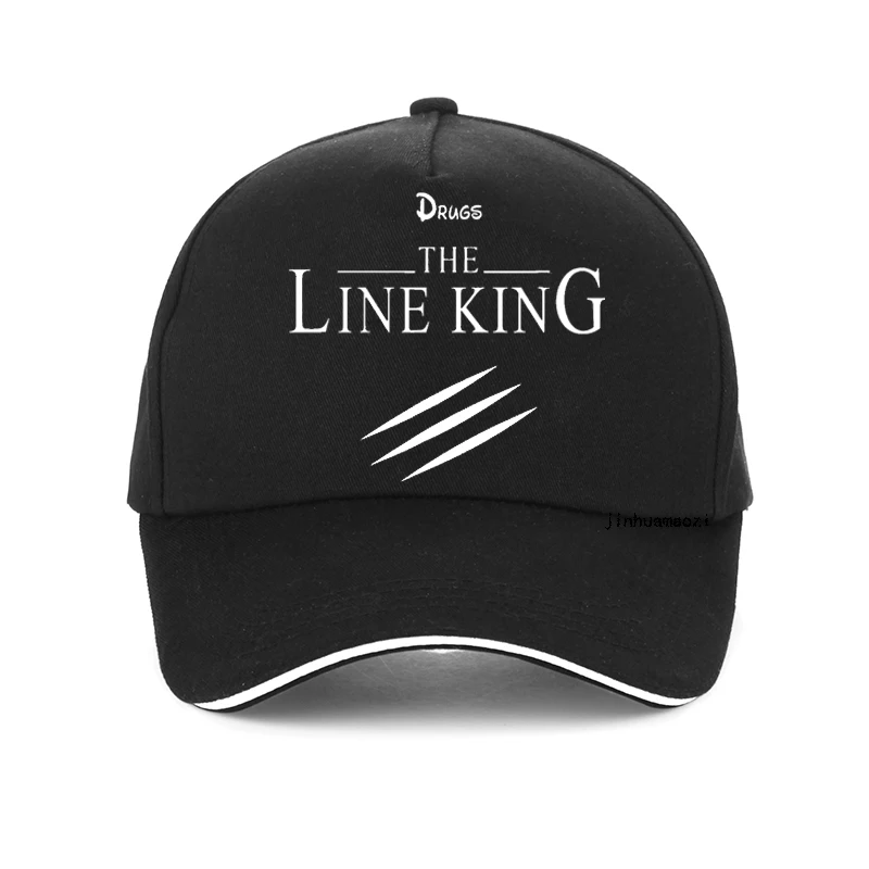 

Funny Drugs The Line King Design baseball cap men adjustable Snapback hats Casquette Casual Summer cool Women Men Cool Dad hats