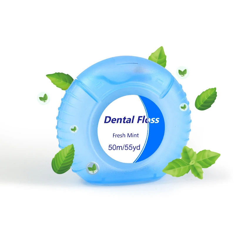 * Hot Sale 1 Roll 50m Dental Flosser Oral Hygiene Teeth Cleaning Wax Mint Flavored Dental Floss Spool Toothpick Teeth Flosser