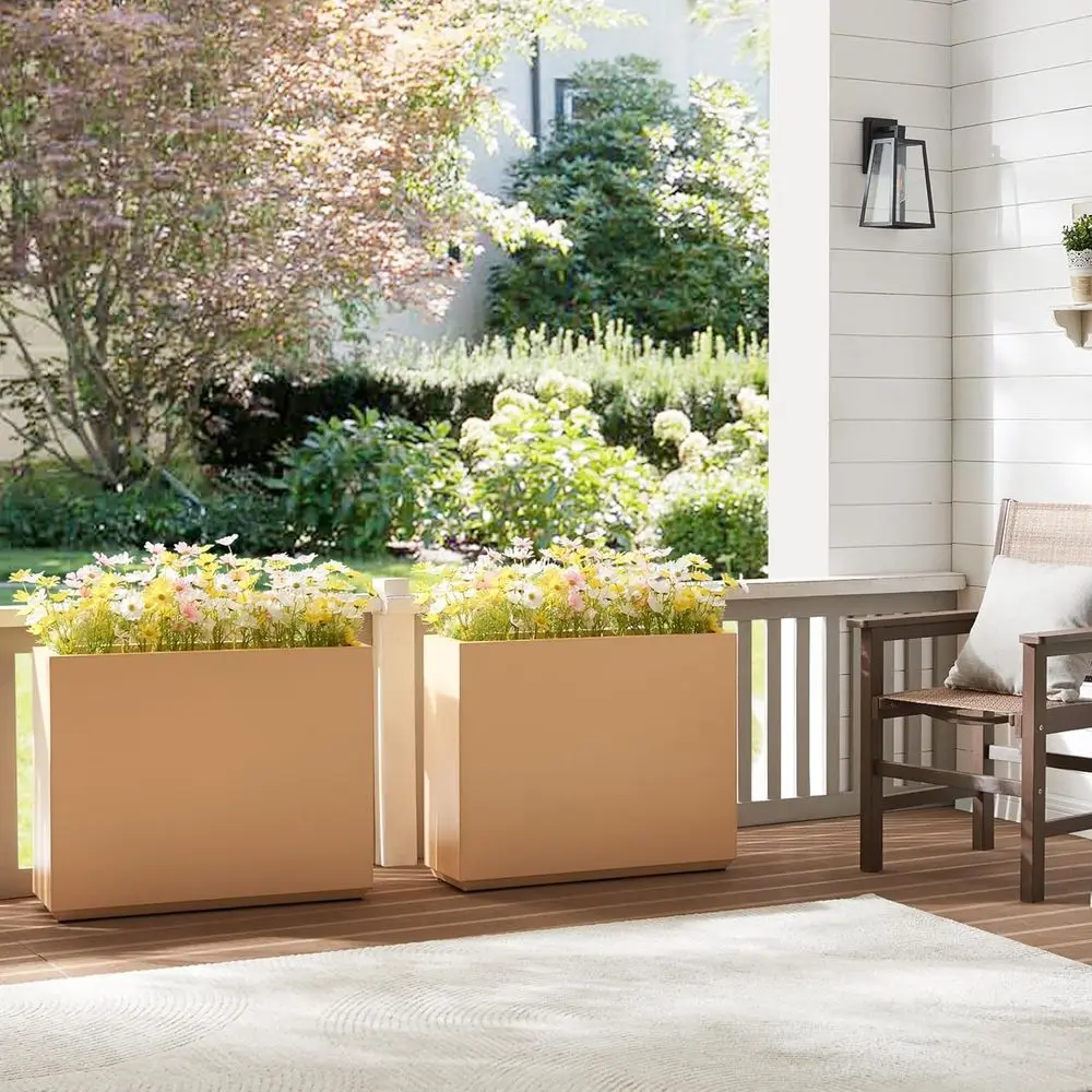 Wytrzymały doniczka ogrodowa Wallowa, kolor koralowo-brzoskwiniowy, 30 cm x 10 cm x 24 cm, 14 kg, wysoki przegroda