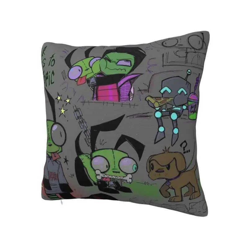 Custom I-Invader Z-Zim Cartoon Cushion Cover Home Decor Printing Throw Pillow Case for Sofa Two Side