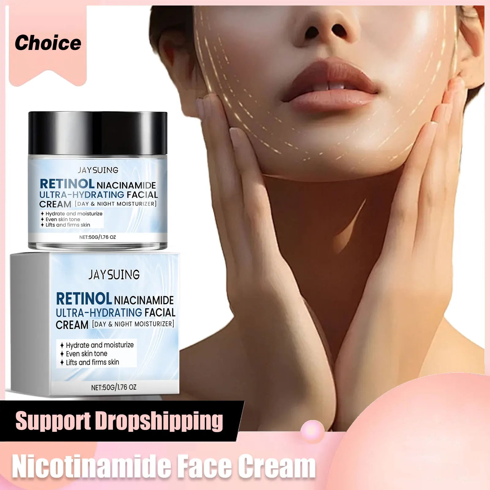 Nicotinamide Face Cream Whitening Improve Dullness Hyaluronic Acid Wrinkle Smoothing Deeply Hydrates Tightening Skin Night Cream