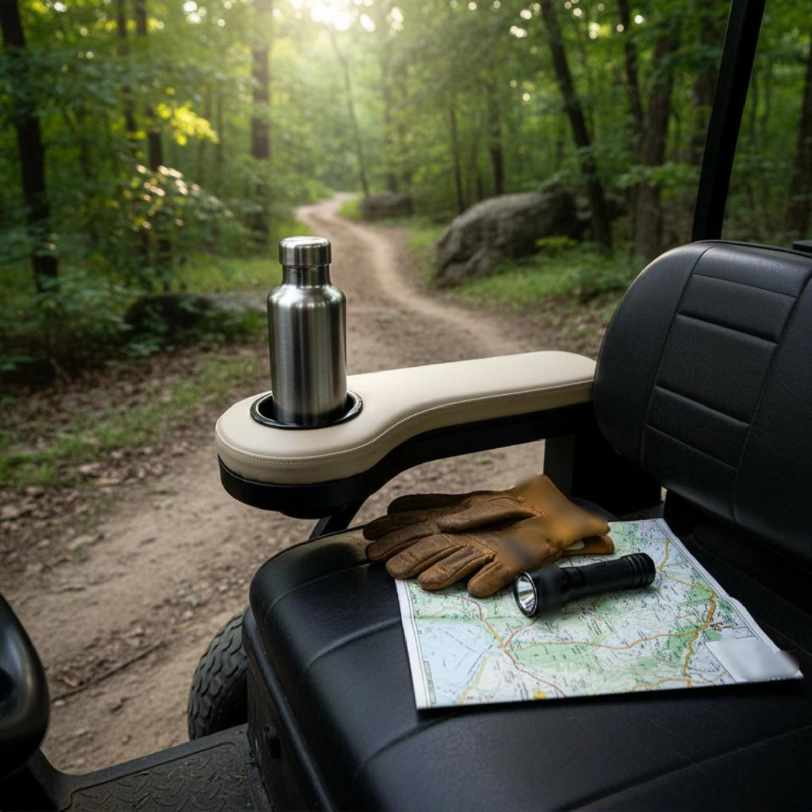 

Golf Vehicle Rear Seat Armrest Easy Install Golf Vehicle Seat Armrest with Cup Holder Vehicle Accessory Long-Lasting Universal
