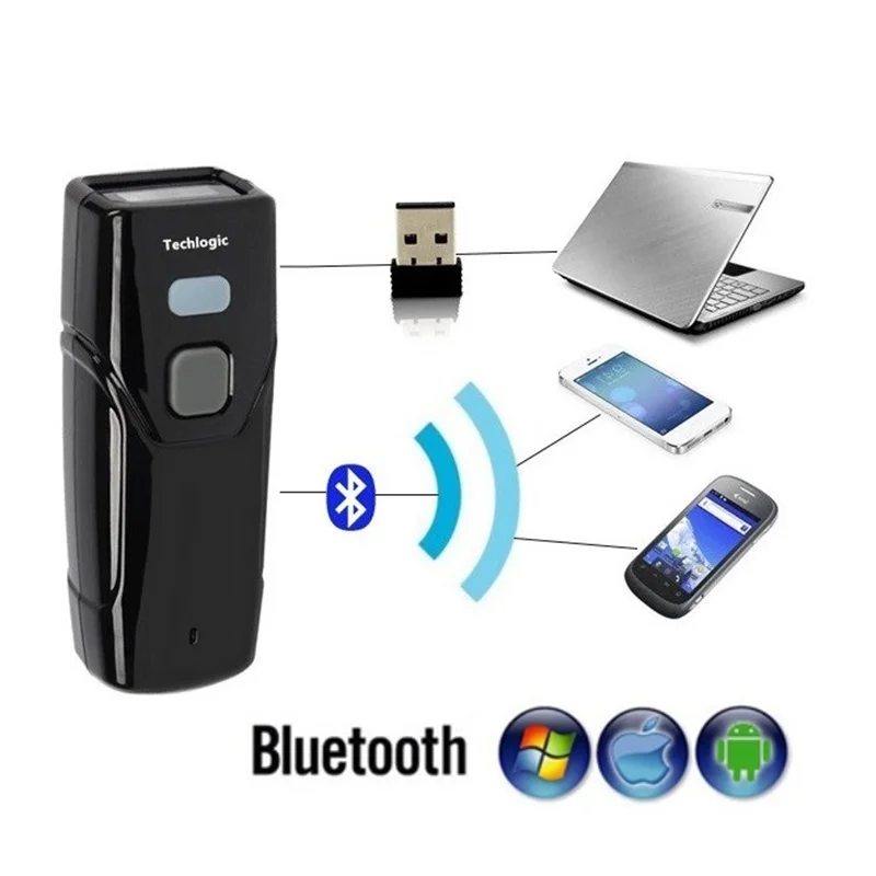 2025 Wireless Bluetooth Barcode Scanner Mini Laser Portable Reader Red Light CCD Pocket Bar Code Gun for IOS Android Windows