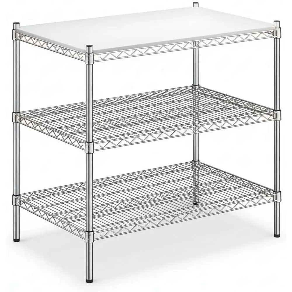 

3-Tier Heavy Duty Chrome Wire Shelving, 24D x 36W x 34H, Commercial Adjustable Storage Rack