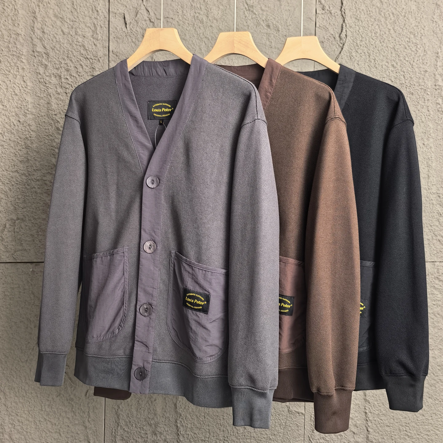 

Laid-ba японская мужская рабочая одежда с v-образным вырезом, повседневное джинсовое пальто, весна-осень, смесь хлопка и полиэстера, длинный свеч на пуговицах