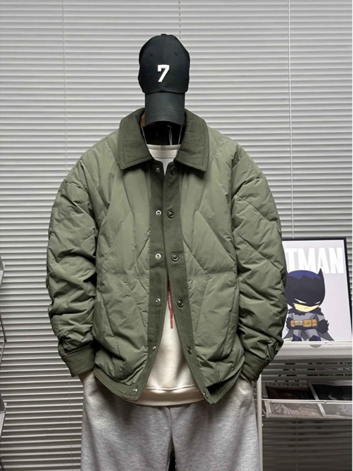 

Военная хлопковая куртка с ромбовидным узором, мужская зимняя легкая теплая утепленная верхняя одежда, повседневная свободная куртка с длинными рукавами