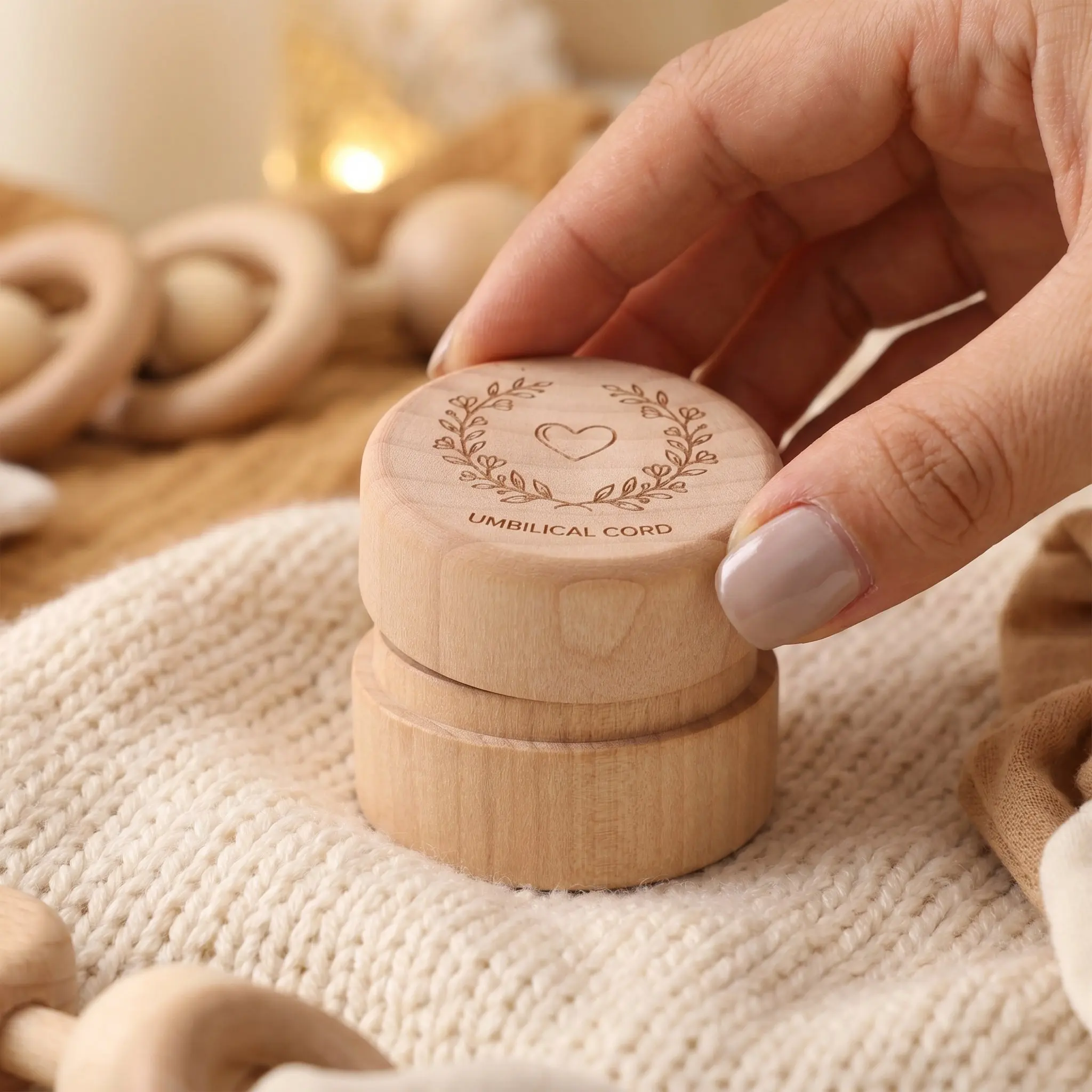 Wooden Baby Keepsake Box Newborn Umbilical Cord Storage Infant Memory Keepsake Organizer Unique Baby Shower Gift For Souvenir