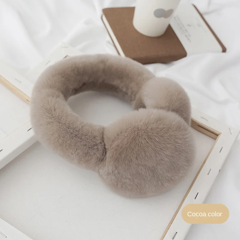 1Color Real Rabbit Fur Soft Plush Ear Warmer Winter Accessories Warm Ear Muffs Earmuffs For Women Men Fashion Earflap Ears Cover