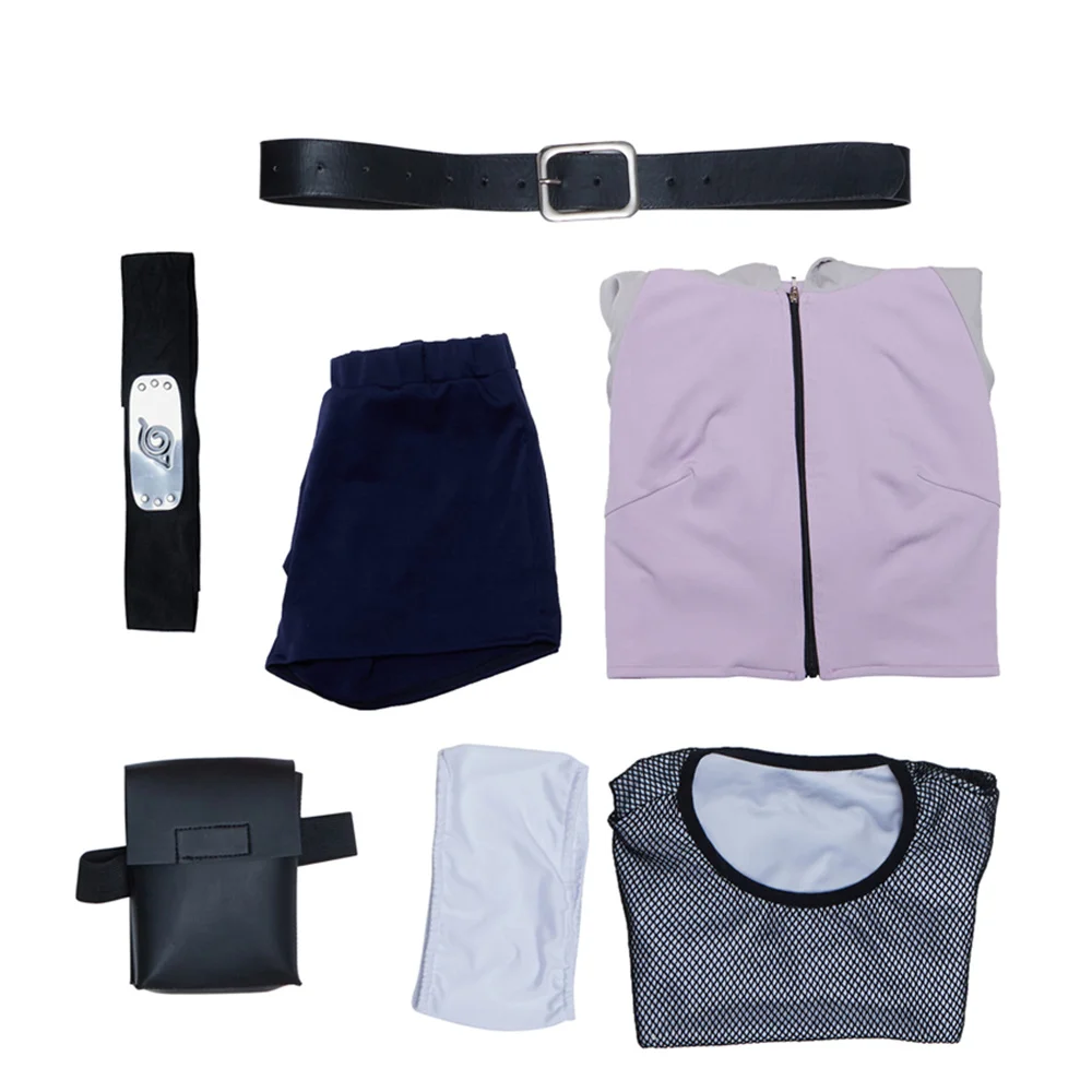 

Anime Hyuga Cosplay Costume Purple Short Top With Pants Uniform Set Helloween Party Outfits