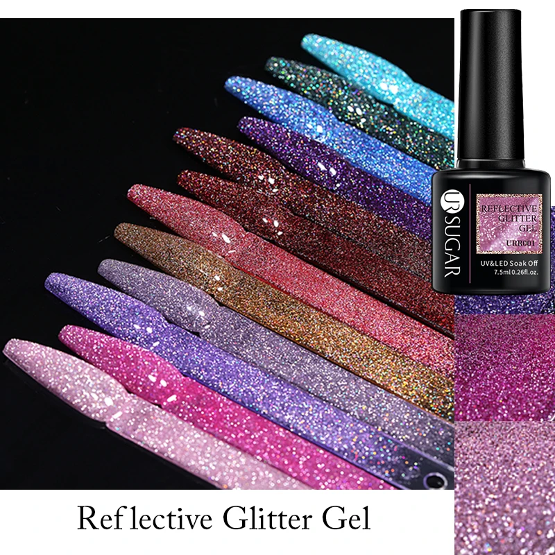 UR SUGAR 7 مللي عاكس الفلورسنت هلام مسمار البولندية نقع قبالة شبه دائم الأشعة فوق البنفسجية Led مسمار الفن هلام الورنيش تحتاج ماتي معطف فوقي