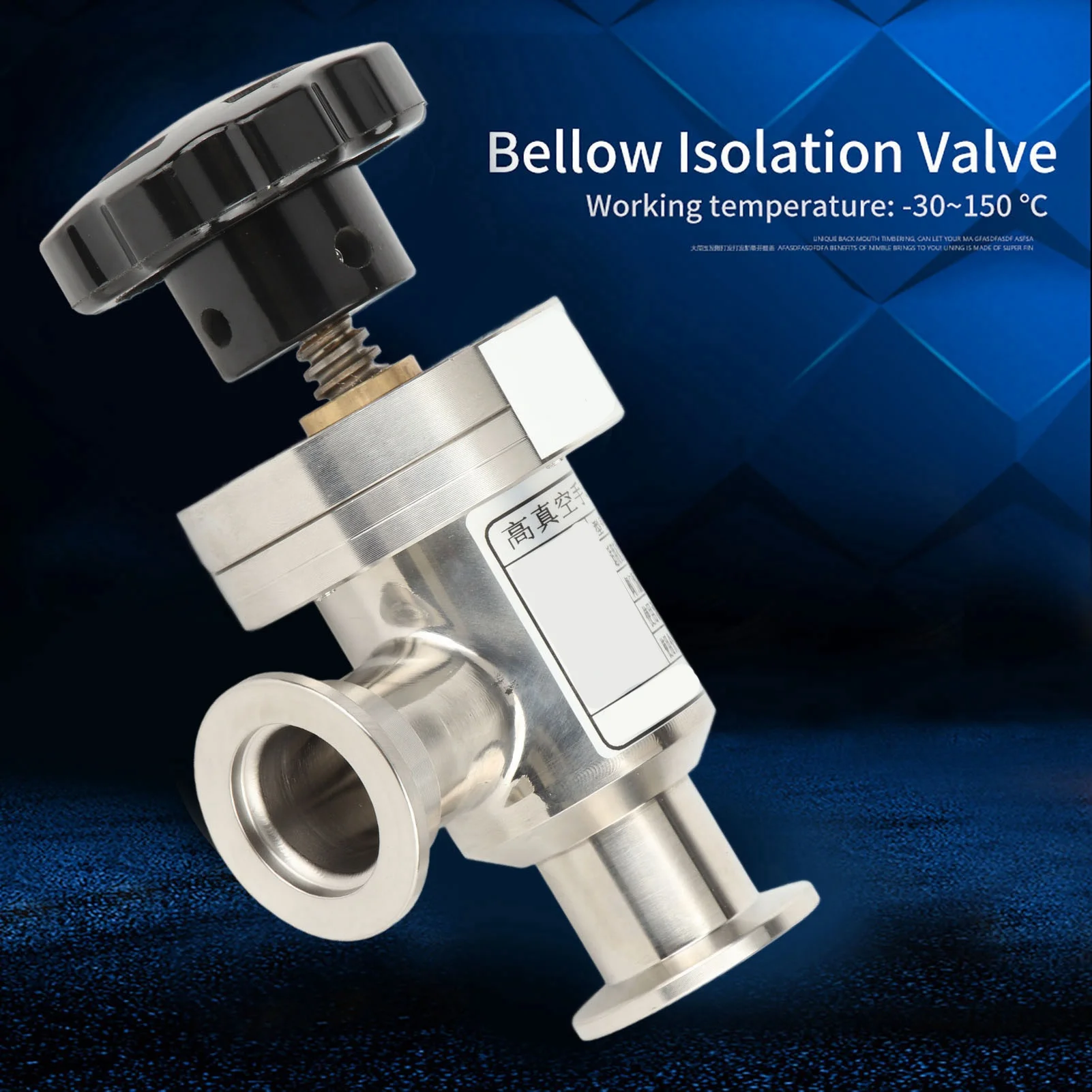 KF25 304 Stainless Steel High Vacuum Manual Right Angle Bellow Isolation Valve