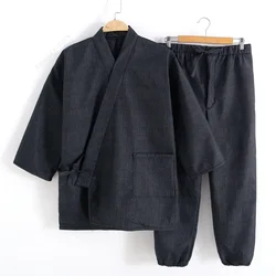 Samue Japanese Traditional Work Clothing 2pcs Sets Jacket Pants Buddhist Monks Nuns Zen Buddhism Landscaping Gardening Work Wear
