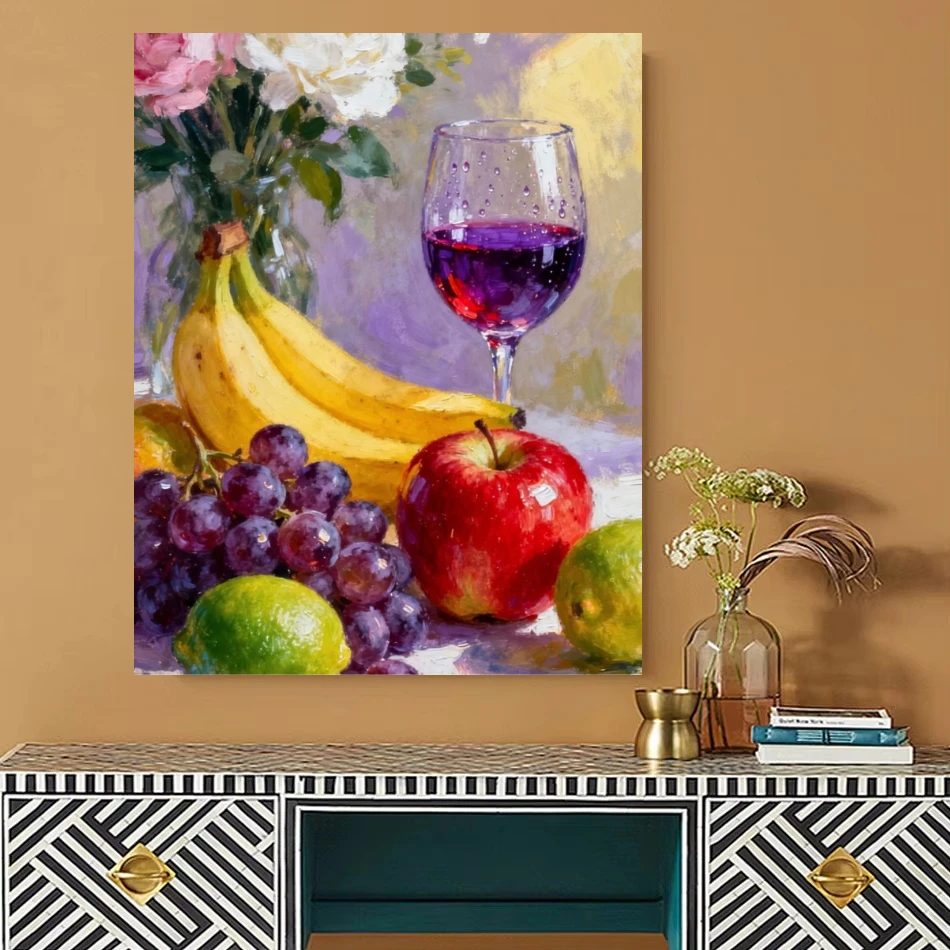 Wine Fruit Still Life Banana Grape Apple Jigsaw Puzzle 500/1000/1200/2000 PCS Wall Decor for Living Room Bedroom Gift No Frame