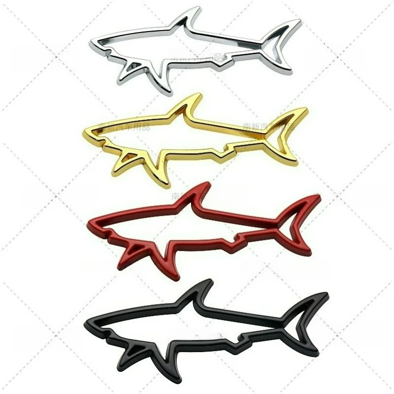 High-quality Modification Metal Stickers Hollowed-out Shark Body Decoration Scratch Coverage Car Personalized Accessories