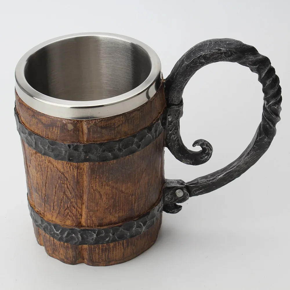 500ml log simulation cup, double-wall insulated beer cup, wine glass, wood cup for beer