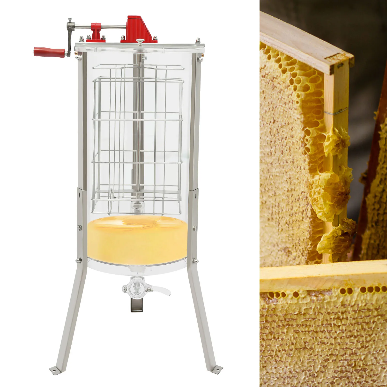 2 Frame Manual Honey Extractor Equipment Honeycomb Spinner Crank Drum Pro Beekeeping Apiary Centrifuge Equipment Acrylic