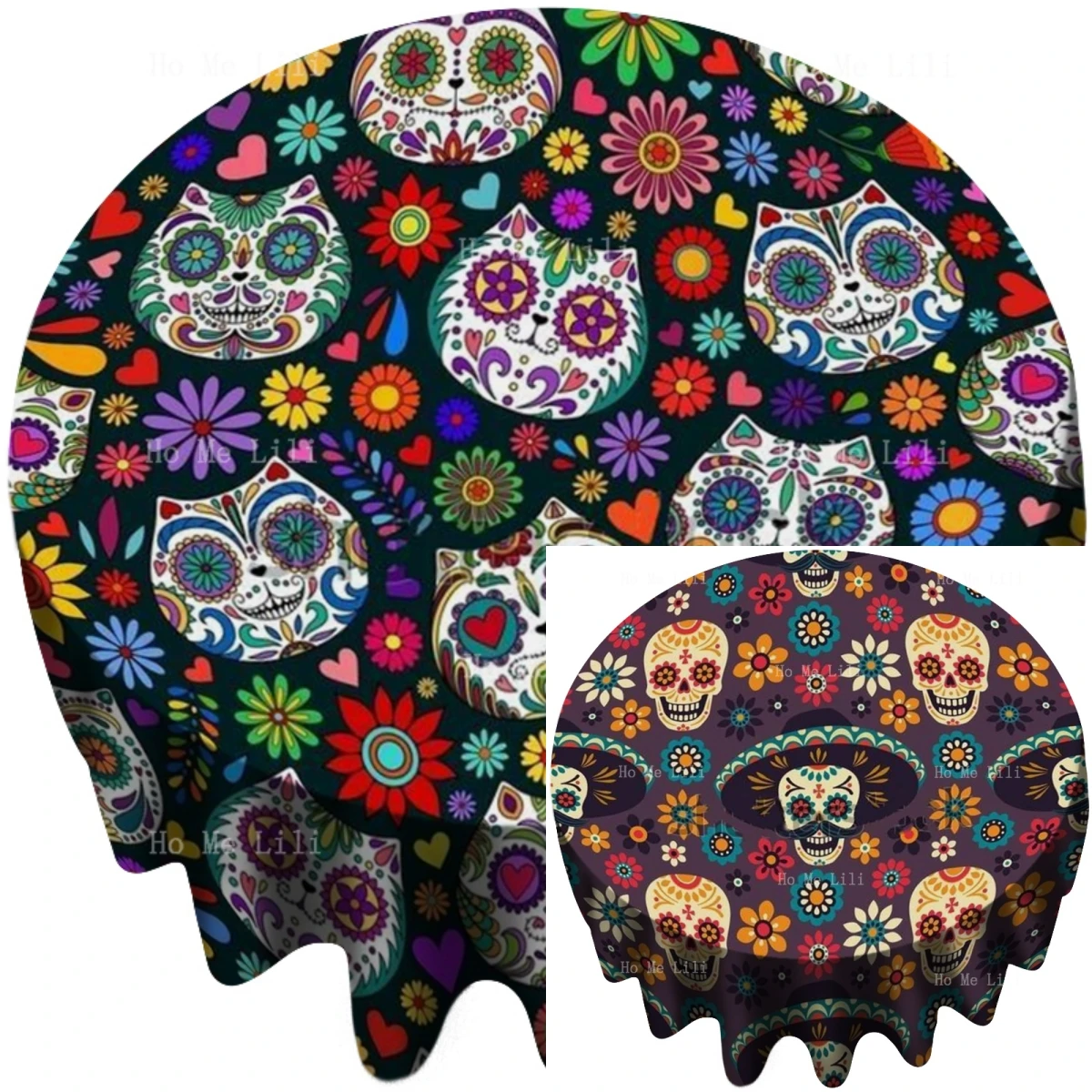 Day Of The Dead Sugar Skull Flower Mexican Art Oil And Water Proof Kitchen Table Decoration