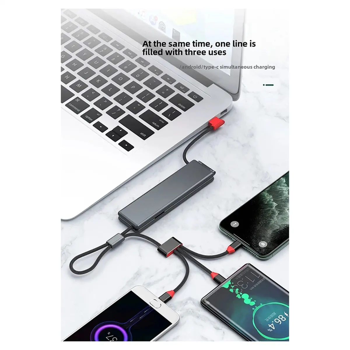 2026 جديد + كابل شاحن محمول واحد إلى ثلاثة ثلاثة في واحد صندوق الكنز كابل بيانات دراجة نارية ملحقات إلكترونية