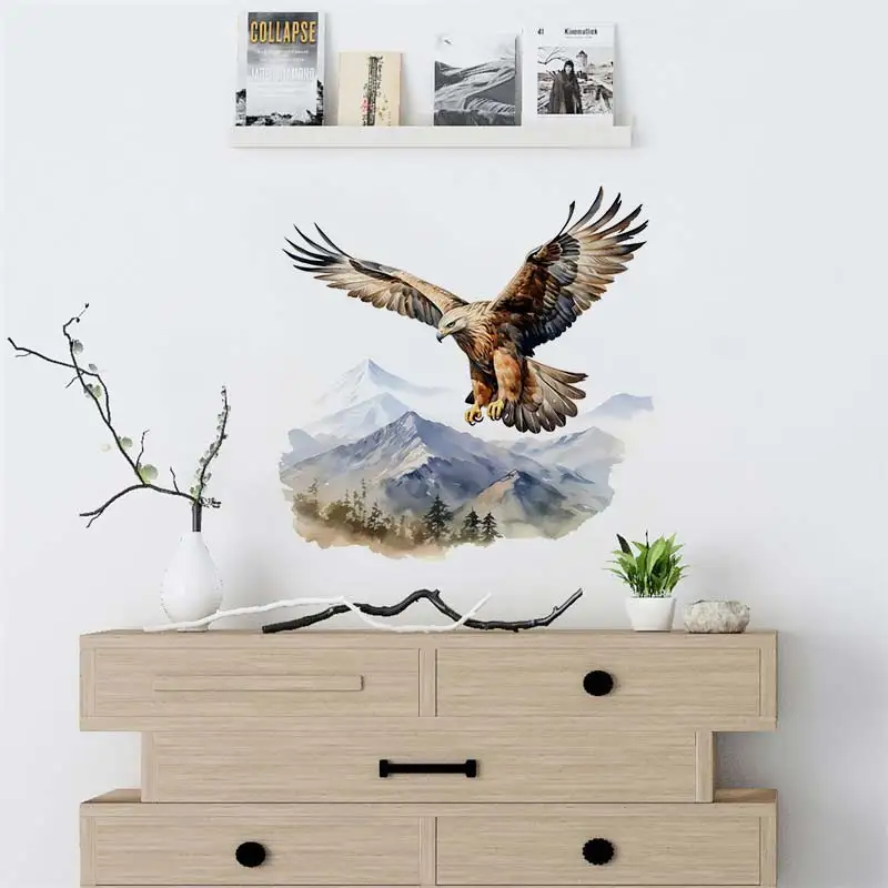 Hawk Watercolor Wall Sticker Art Mural Living Room Bedroom Cabinet Decoration Home Decor Animal Stickers S279