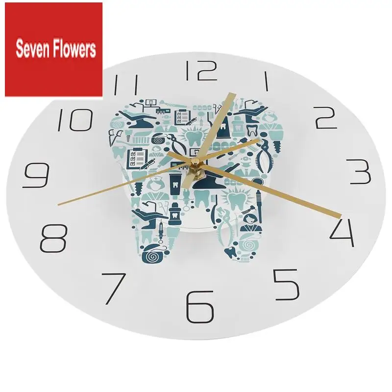 A84Z-Colorful  Clinic Tooth Wall Clock  Care Acrylic Hanging Clock Quiet Movement Wall Watch Decor Wall Clock