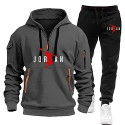 Men's Sports Brand Sweatshirts Hoodeds  2Pcs Sets Fleece Men Hip Hop Sweatshirts Male Hoodie Casual Sportswear Tracksuits New