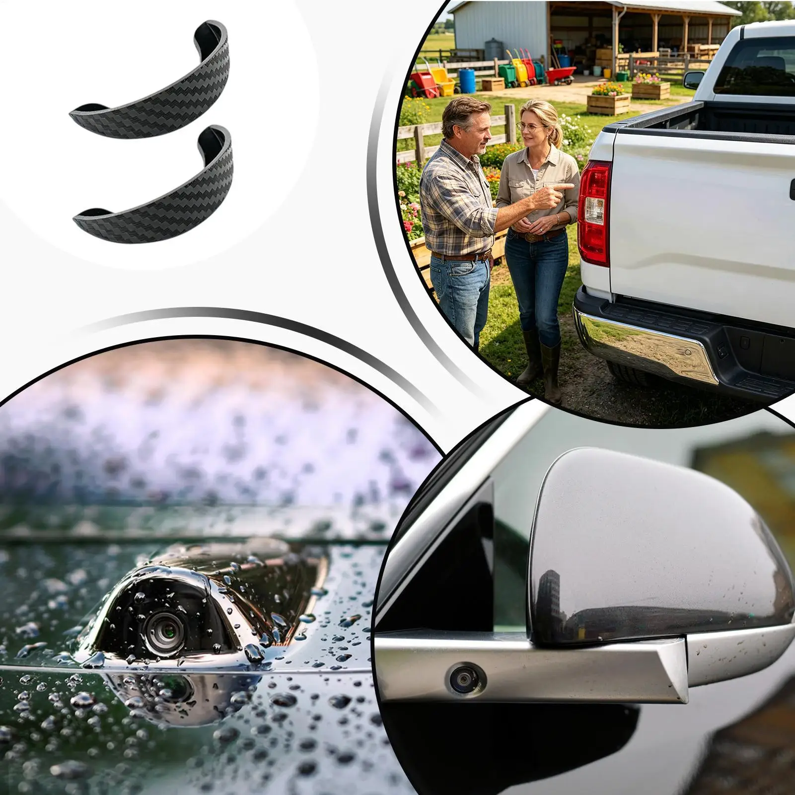 Backup Camera Rain Guard 2 Pieces Reverse Camera Dustproof Car Backup View Sunshade For Sedan Truck SUV Automotive Driving
