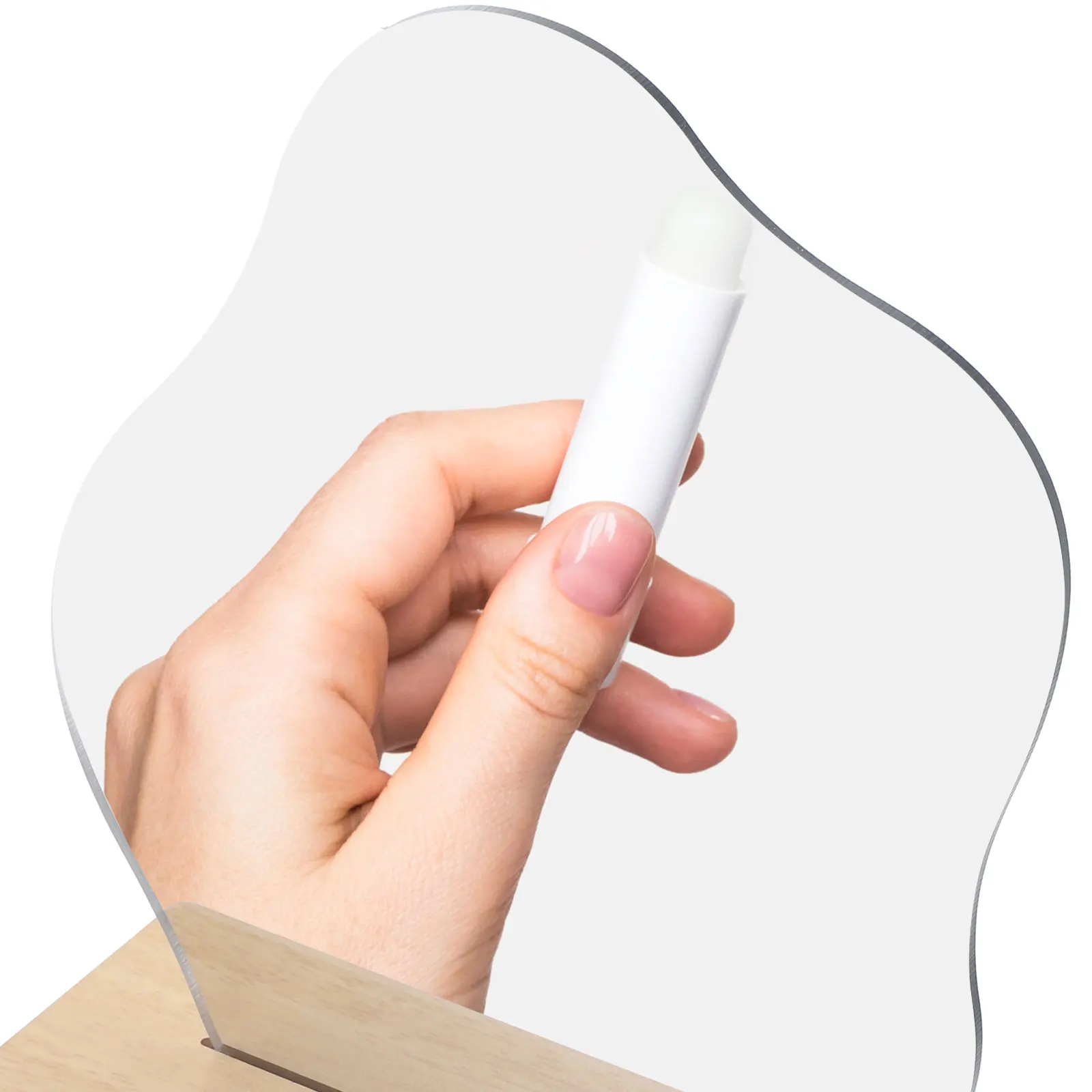 1セットの美的テーブルミラー、装飾的な不規則なデスクトップミラー、スタンド付き、高解像度、ポータブル、メイクアップ、化粧台、家庭用