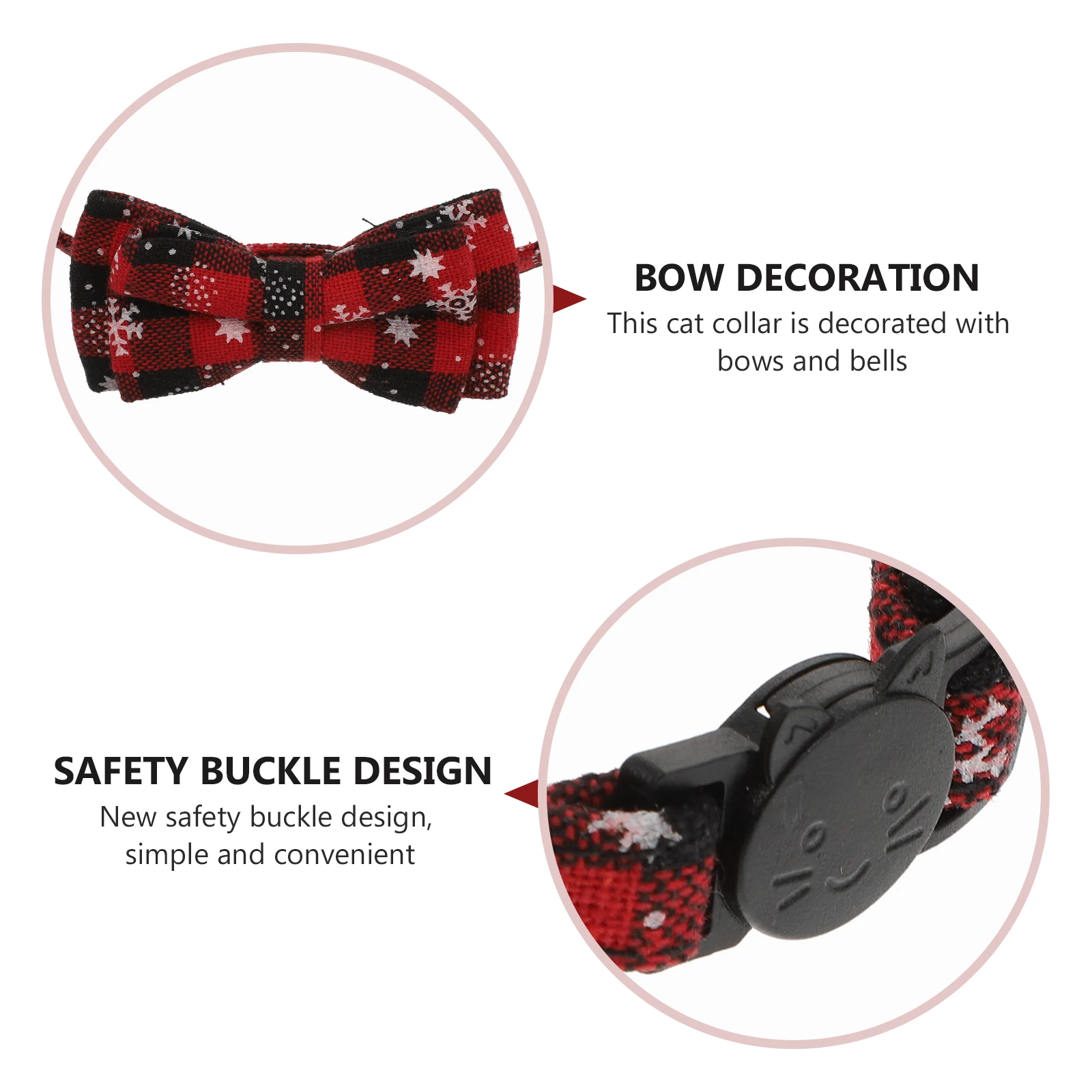 

Xmas Pet Christmas Cat Collar Adjustable Bowknot Design Lightweight Decorative Collar For Dogs Cats Holiday Party Pet Supplies