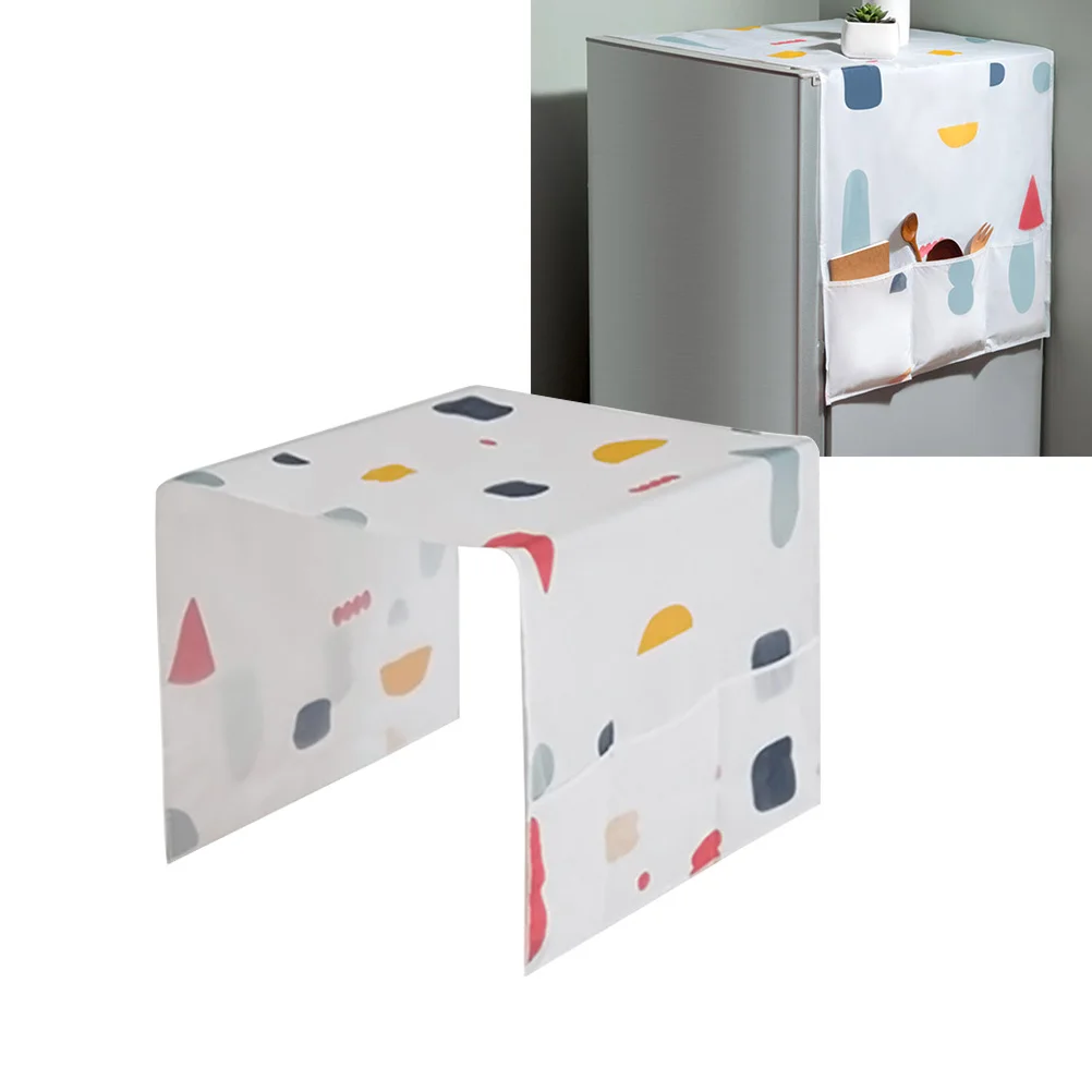 

Geometric Pattern Refrigerator Cover Portable Kitchen Dustproof Storage Bag Fridge Wraps Space Saving Bright Color