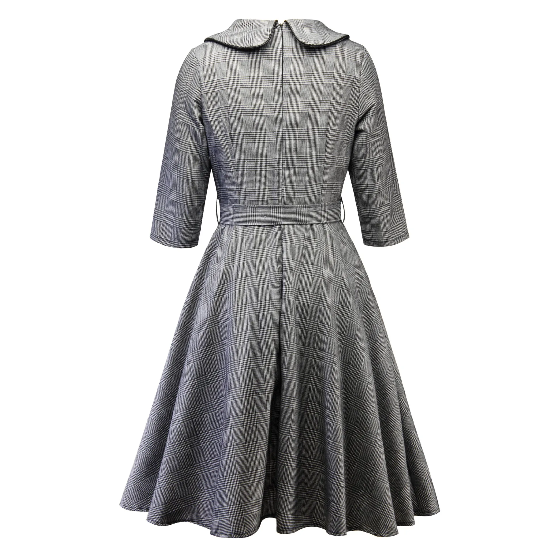 2021 New Autumn/Winter Fashion Style Hepburn Doll Neck Sleeve Mid Length Dress