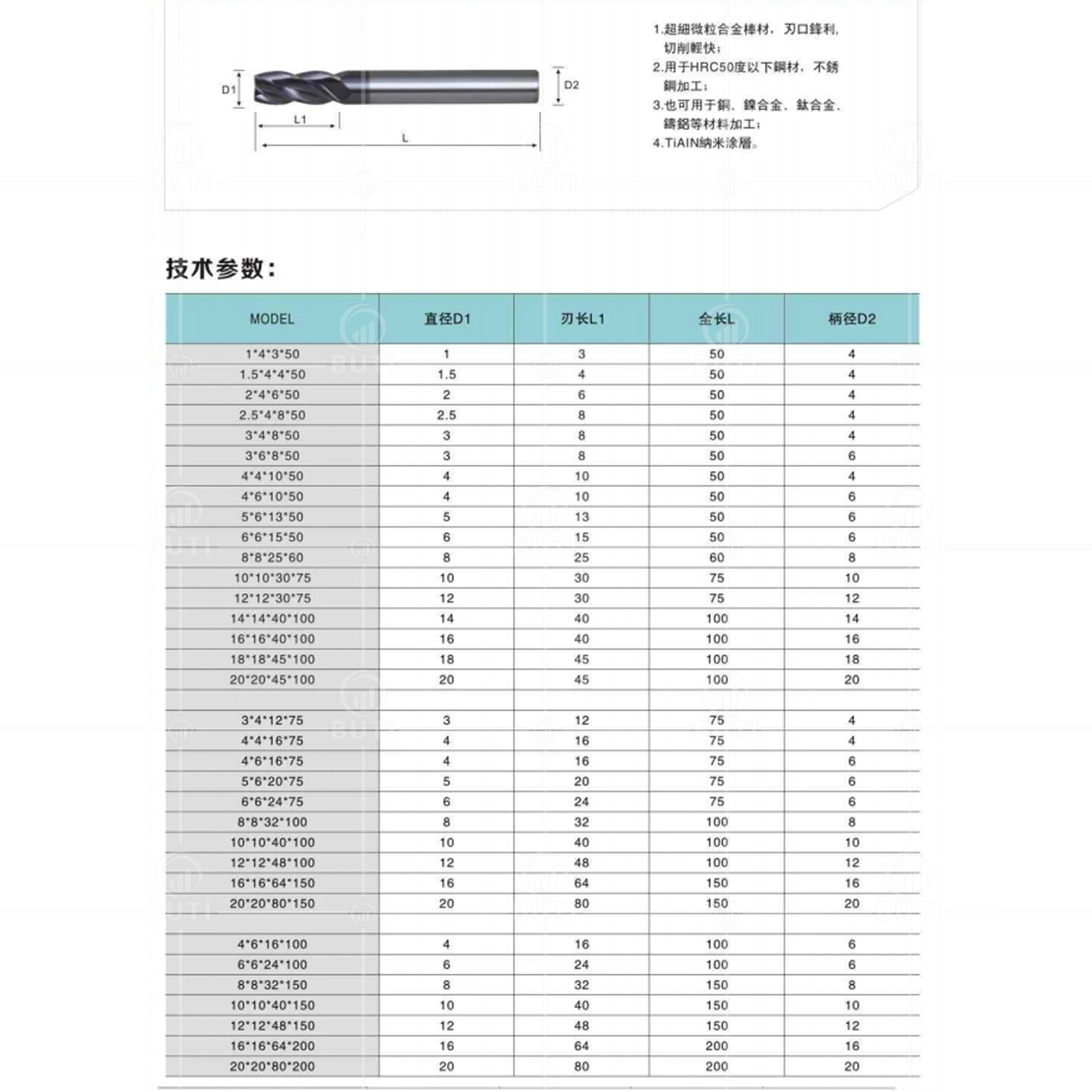 DESKAR 100% Original 4x50L 5x50L 6x75L 8x100L 10x75L 12x75L 14x100L 16x100L Flat Endmills HRC50 2F 4F Milling Cutter Tools Alloy