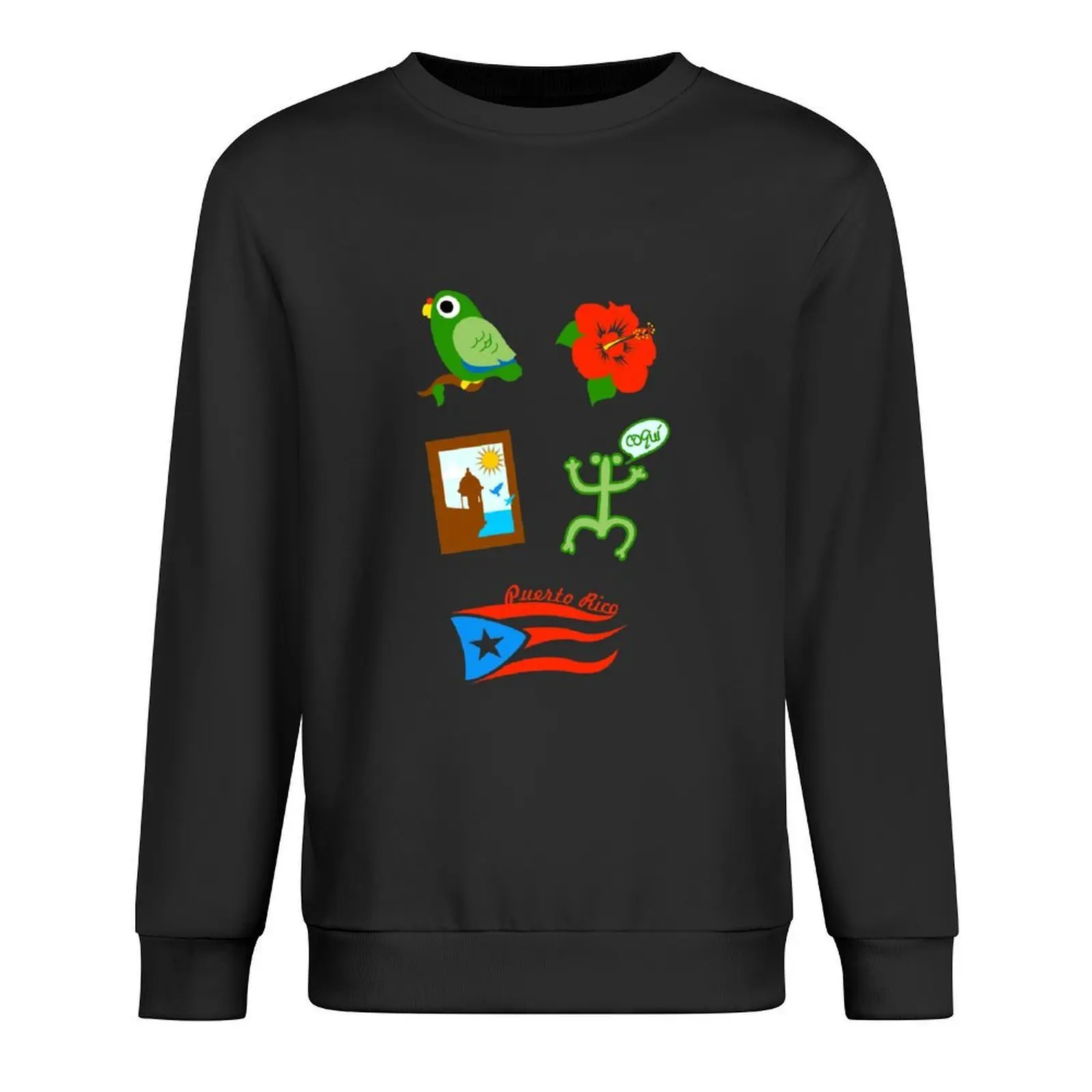 

Set of 5 Symbols Puerto Rico Cotorra Hibiscus Coqui Garita Bandera Pullover clothes for men graphic t shirts men sweatshirt