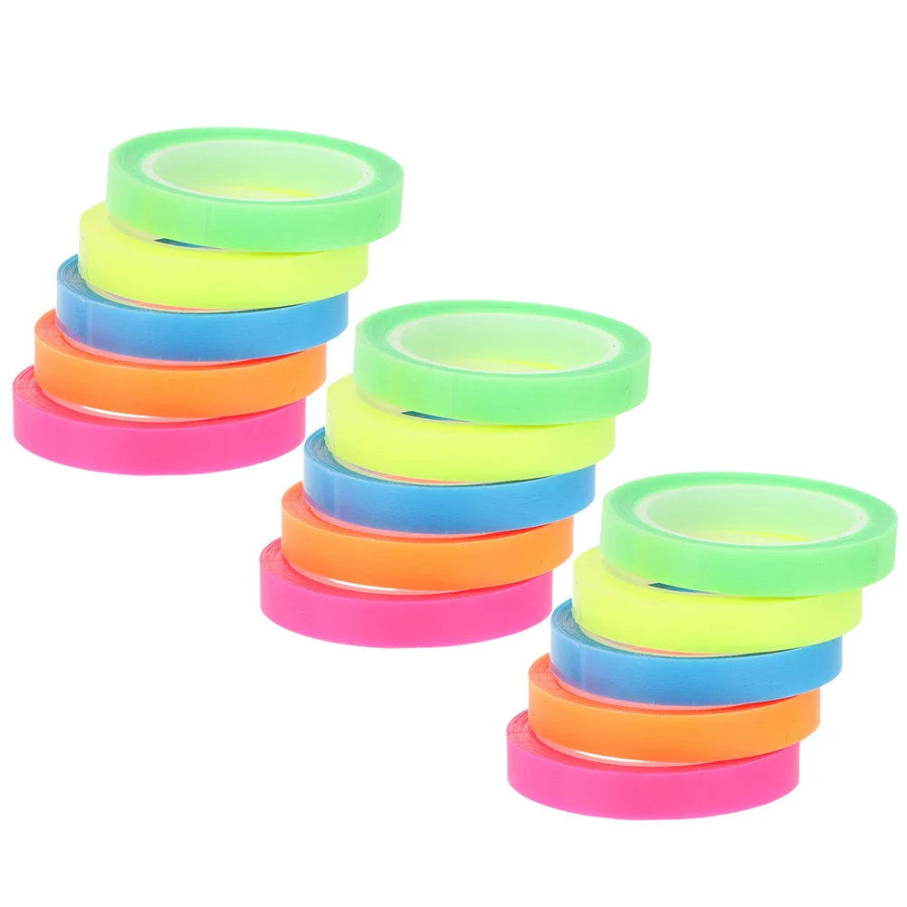 

15pcs 0.6cmx5m Waterproof Highlighter Tape Transparent Colorful Strips Removable Sticky Book Markers Tabs School Office Supplies