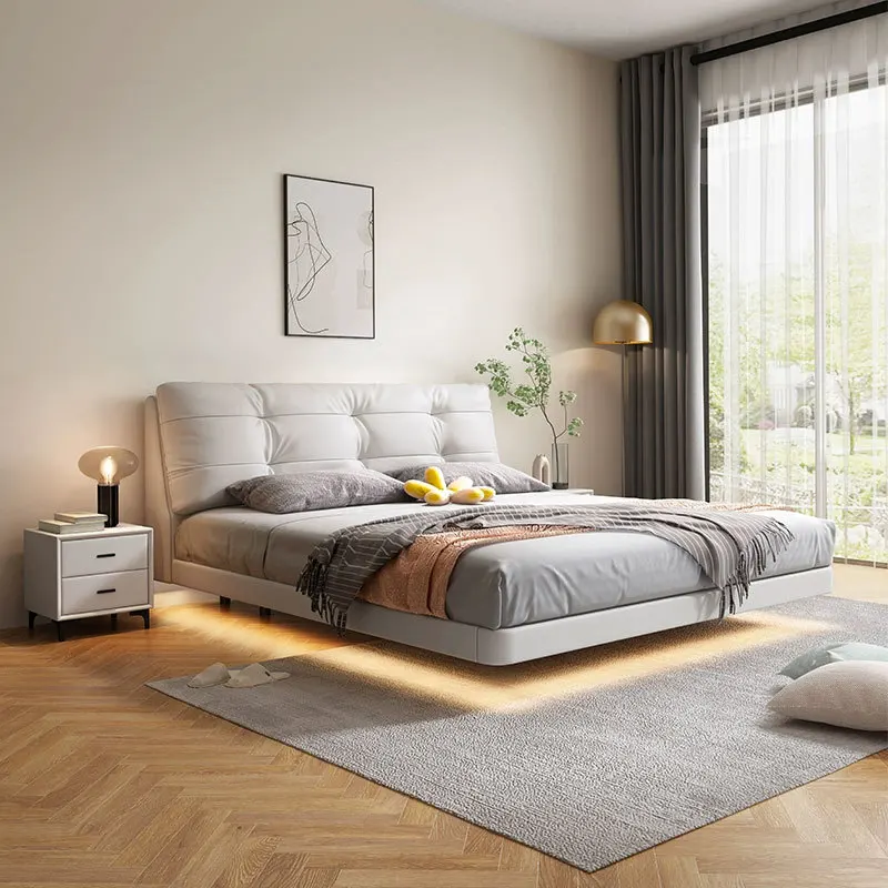 Minimal suspension leather master bed