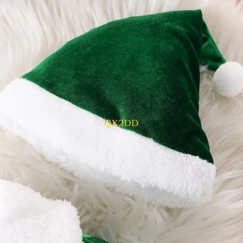 QX2D Baby Santa Costume Set for Christmas Celebration Soft Thick Santa Outfit with Coat Santa Hat Festival Gathering Suit
