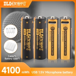 DLGPOWER USB AA 4100mWh Lithium battery 1.5V li-ion AA Rechargeable batteries with Cable and Box for Microphone Camera Small fan