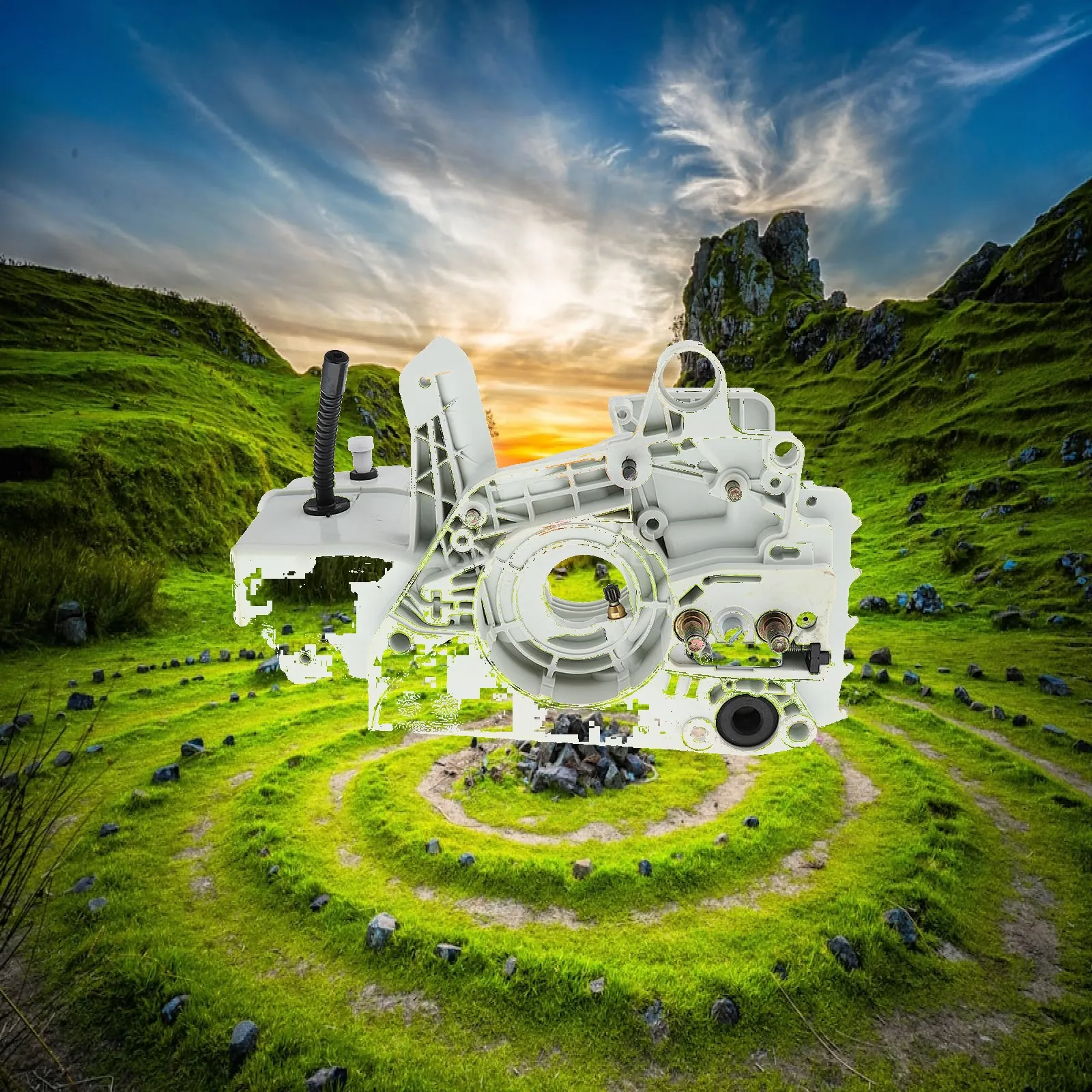Chainsaw Fuel Tank Assembly Replacement Crankcase in Plastic Fits for 021 023 025 MS210 MS230 MS250 Garden Accessory