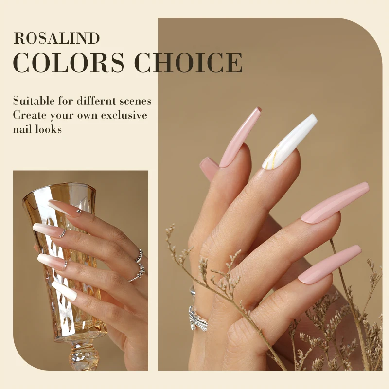 Rosalind น้ำยาทาเล็บเจลเคลือบเล็บกึ่งถาวรสีเจลทาเล็บสีบริสุทธิ์สำหรับเทศกาลคริสต์มาสแบบไฮบริดแช่หลอดไฟยูวี