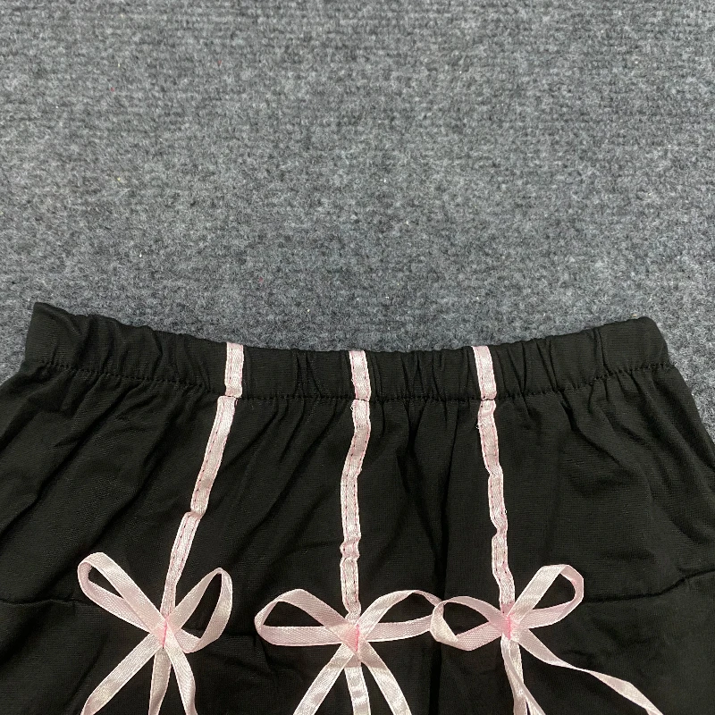 Summer patchwork personality Butterfly knot Mini Short Skirt Women Street Y2K Black Japanese Fashion Casual Women's Clothing