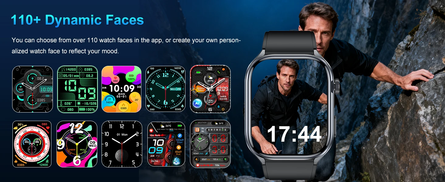 Marsyu AI Smartwatch EKG+HRV Sauerstoff Blutfette Harnsäure Mikro-Untersuchung Taschenlampe 2.5D UI Sprachanruf Smartwatch für Männer und Frauen – Detail 4