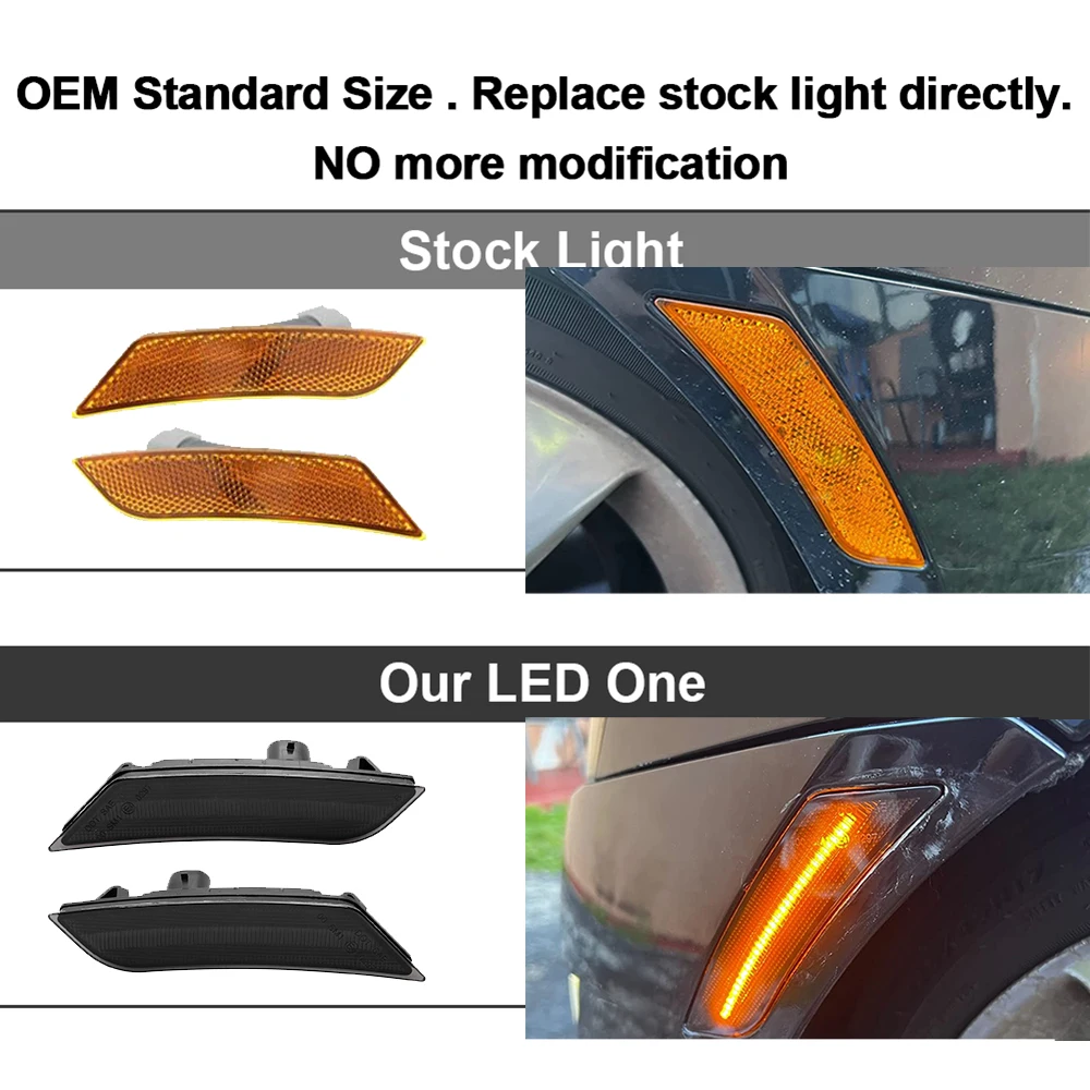 For Cadillac XT4 2019- For Cadillac XT6 2020- 2PCs Bumper Fender Flare Led Side Marker Lights OEM: 84573587 84573588