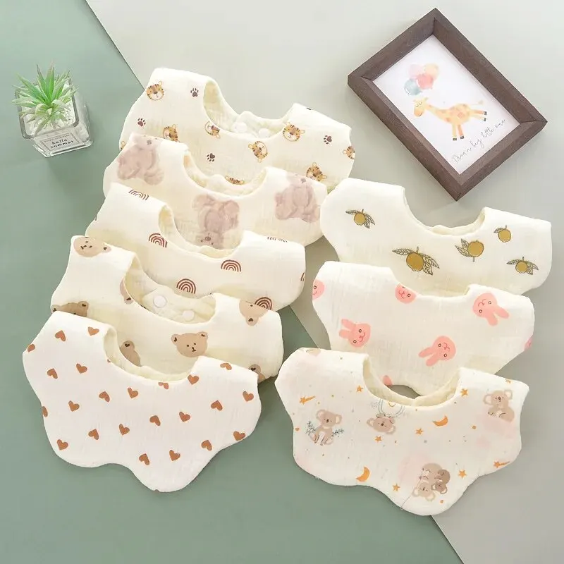 3PCS Baumwolle Gaze Baby Fütterung Lätzchen Sommer Weiche Blütenblatt Kleinkinder Drucken Speichel Handtuch Neugeborenen Kleinkind Spucktuch Kinder Lätzchen