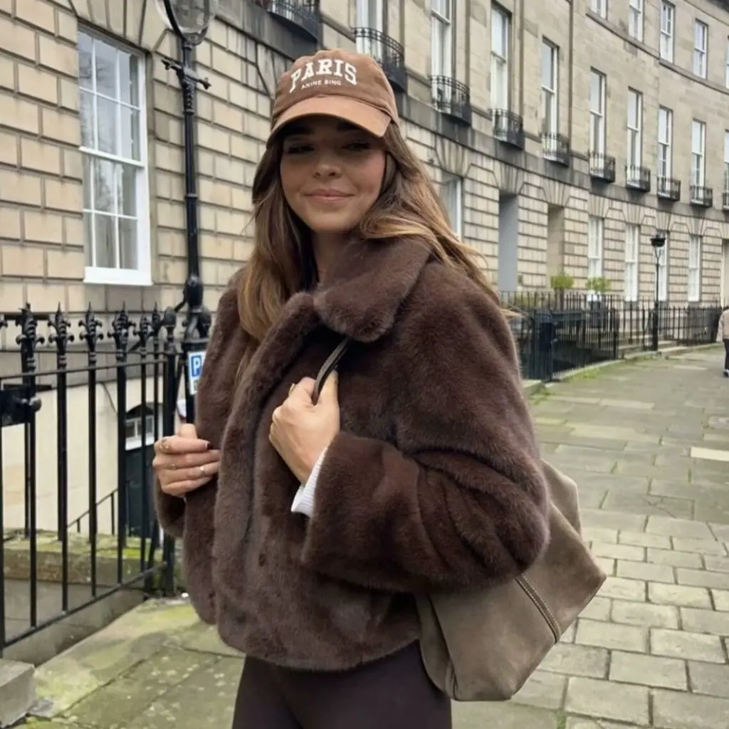 

Winter Fashion Artificial Fur Effect Lapel Woolen Coat Long Sleeve Women's Outerwear B88792 Europe And the United States Style