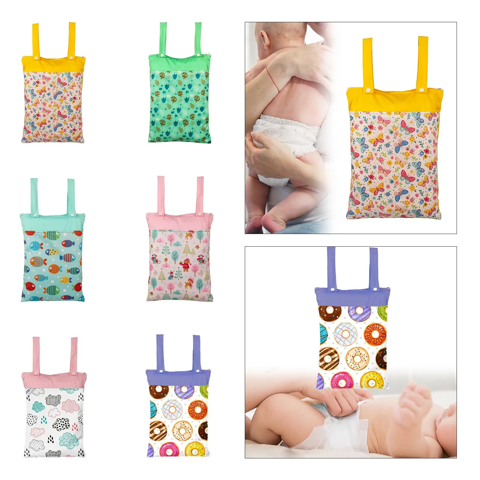 Baby Diaper Pouch Double Handles Waterproof Zipper Infant Diaper Bag for Daycare Outdoor Activities Shopping Newborn Gift Picnic